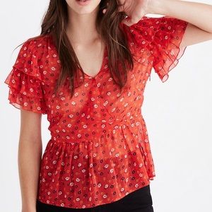 Madewell Peplum Top in Metallic Prairie Posies